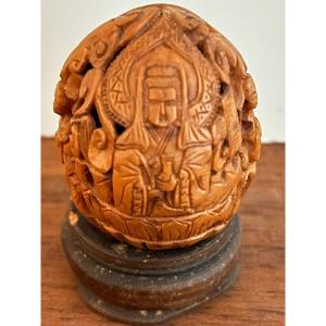 Noix Sculptée - Autel Bouddhiste