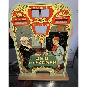 “Jeu de l’Examen” – Jeu mécanique ancien vers 1900 – Complet + disques + boîte
