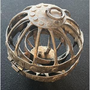 Lampe à huile de navire à suspension à cardan – Fer forgé – fin XVIIIᵉ