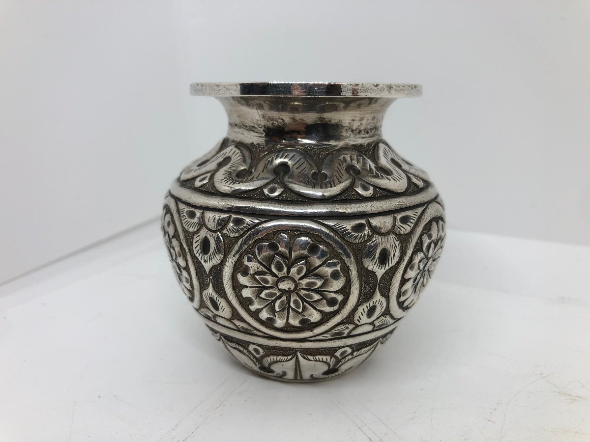 Petite Vase En Argent Travaille Moyen Orient XX  Sec-photo-4