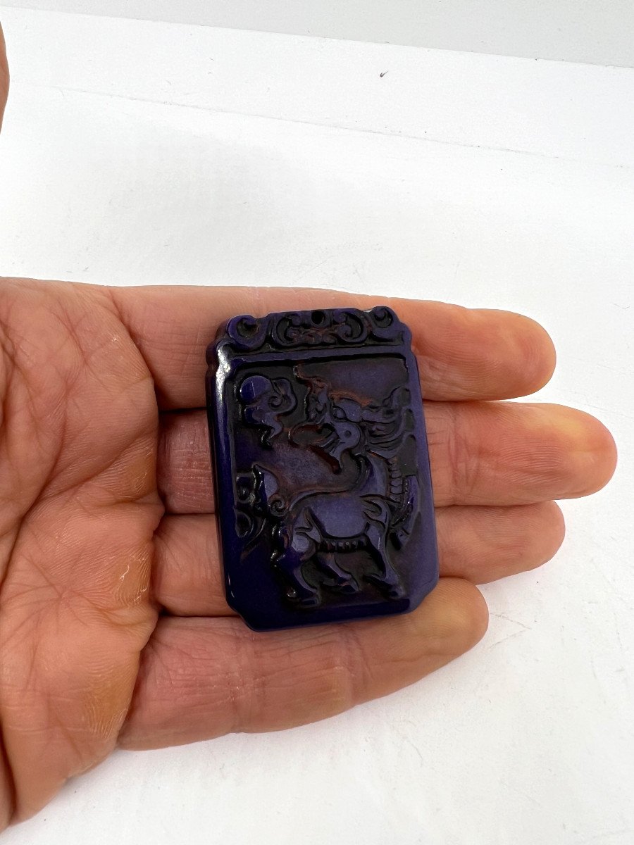 Pendant In Chinese Lapis Republican Period Of The XX Sec.-photo-2