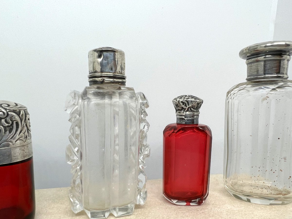Set Of Bottle In Crystal And Silver England XIX Sec.-photo-3