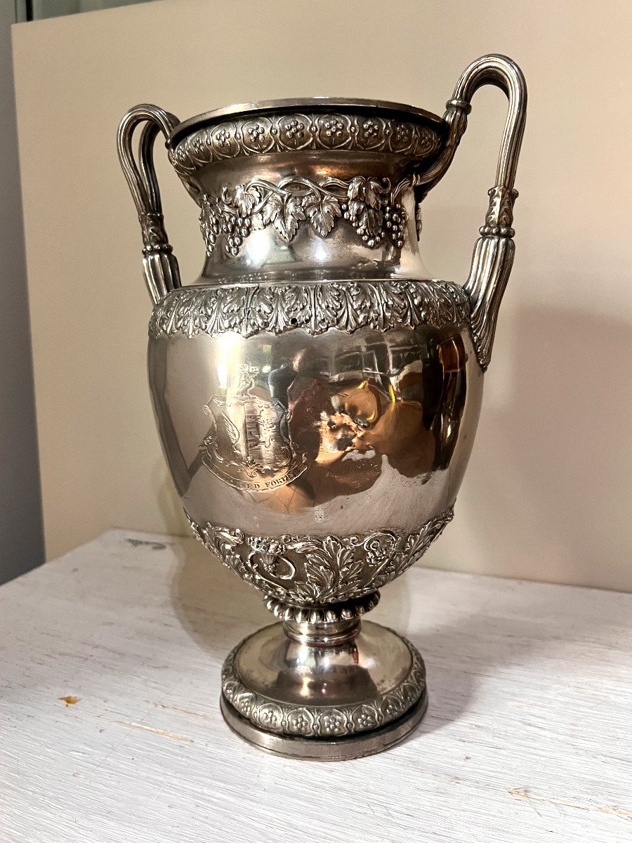 Vase En Bronze Argentè Du XIX Sec -photo-2