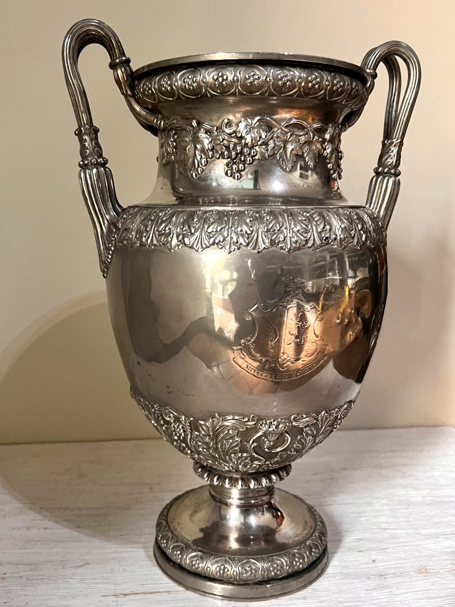 Vase En Bronze Argentè Du XIX Sec -photo-3
