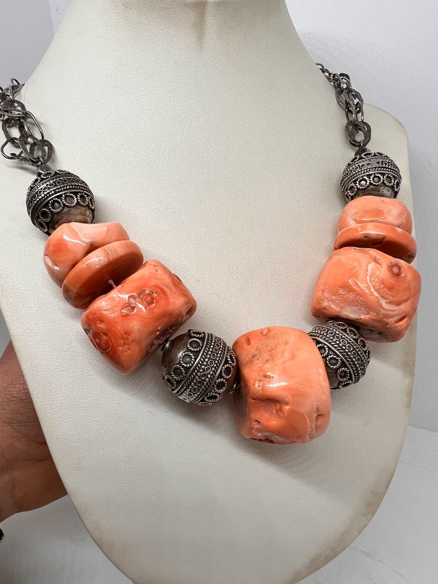 North Africa Sterling Silver And Coral-photo-2