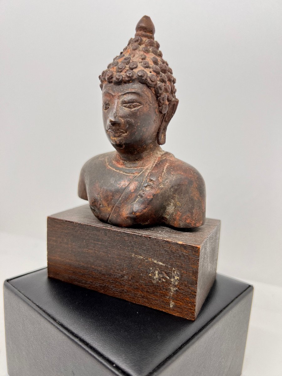 Tête De Bouddha Du Laos En Bronze-photo-1