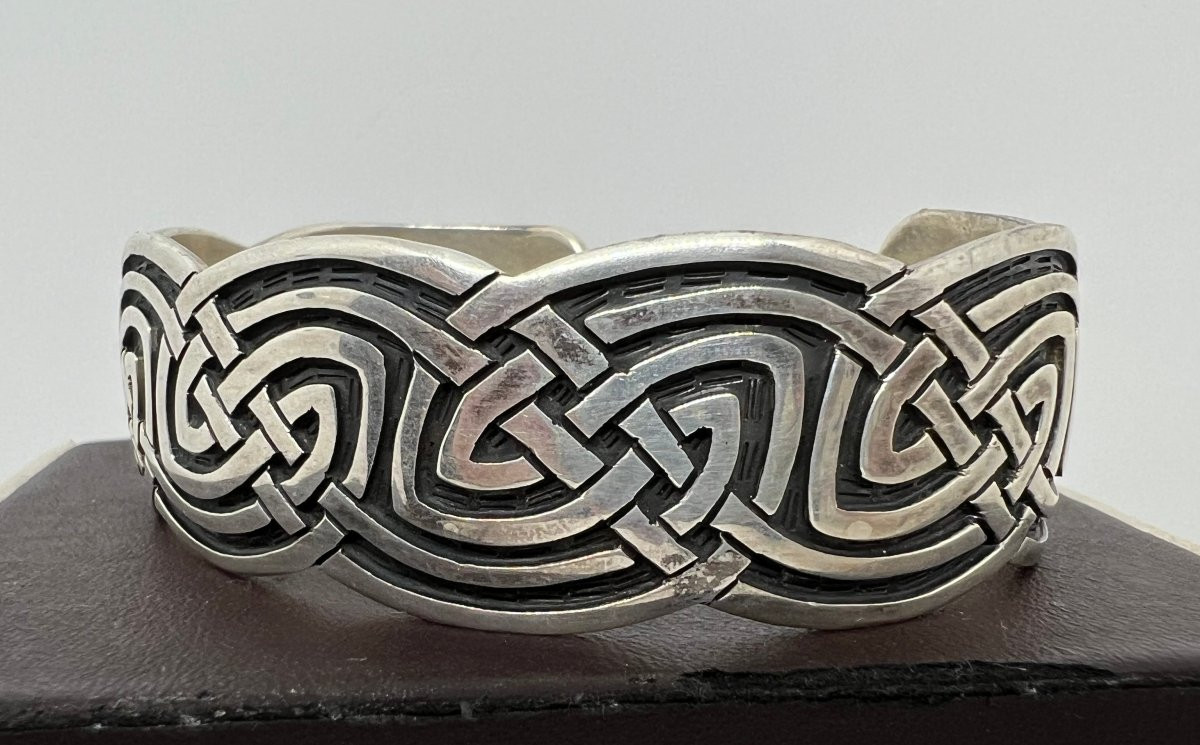 Bracelet rigide en argent massif-photo-4