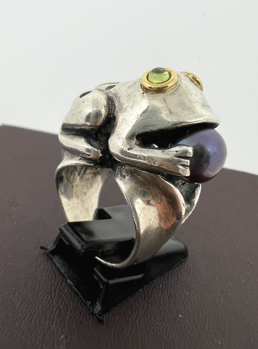 Italie  XX sec argent massif et or jaune 18 kt