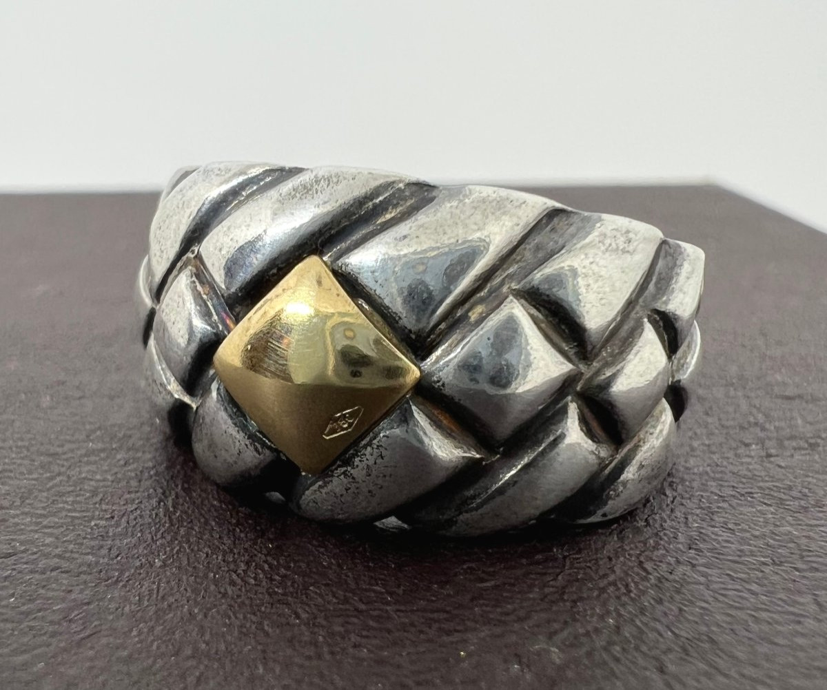 Italy XX Sec Sterling Silver And 18k T Yellow Gold-photo-2