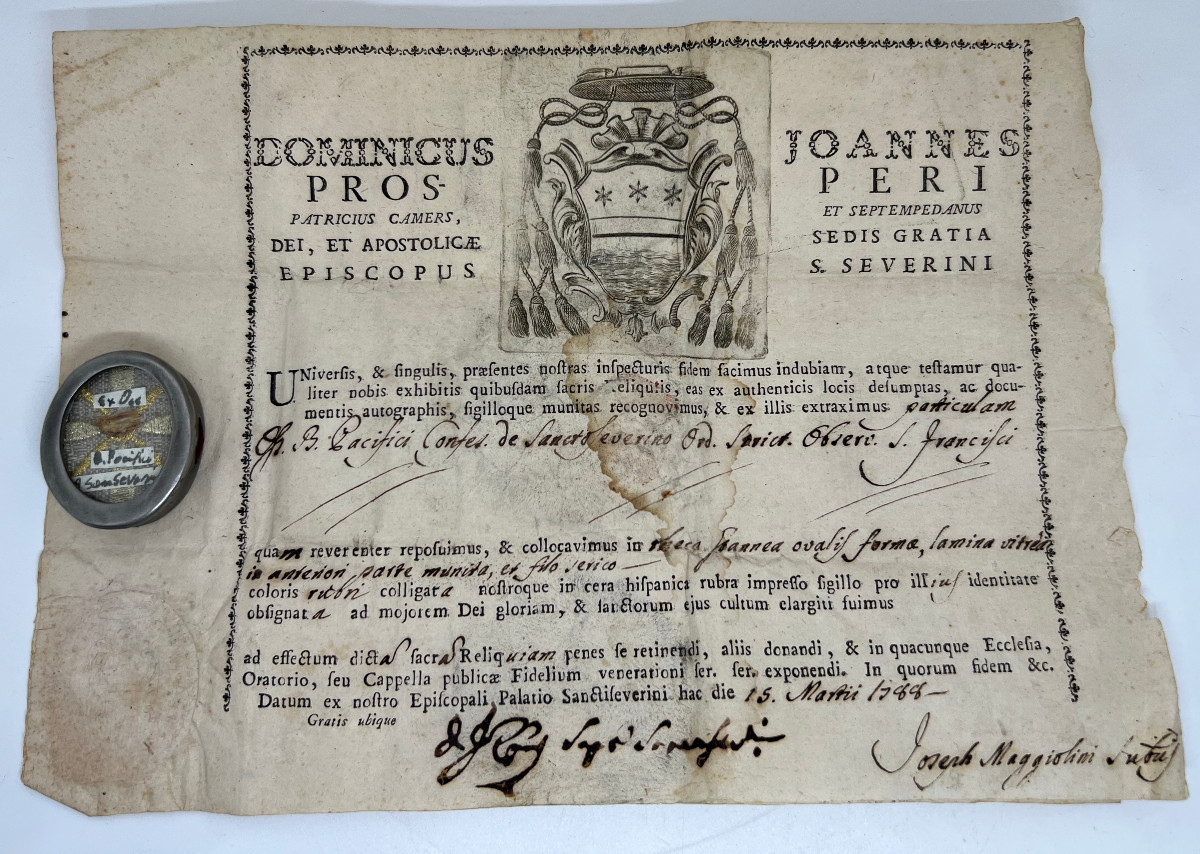 Relic Of Saint Pacifico Da Sanseverino Italy End Of XIX Sec