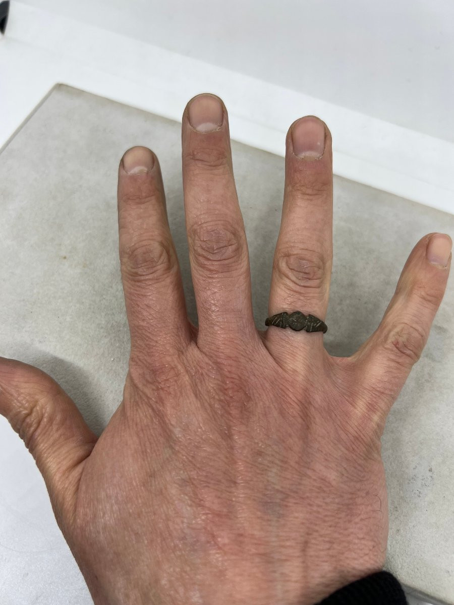 Bague Medieval en bronze XV sec-photo-5