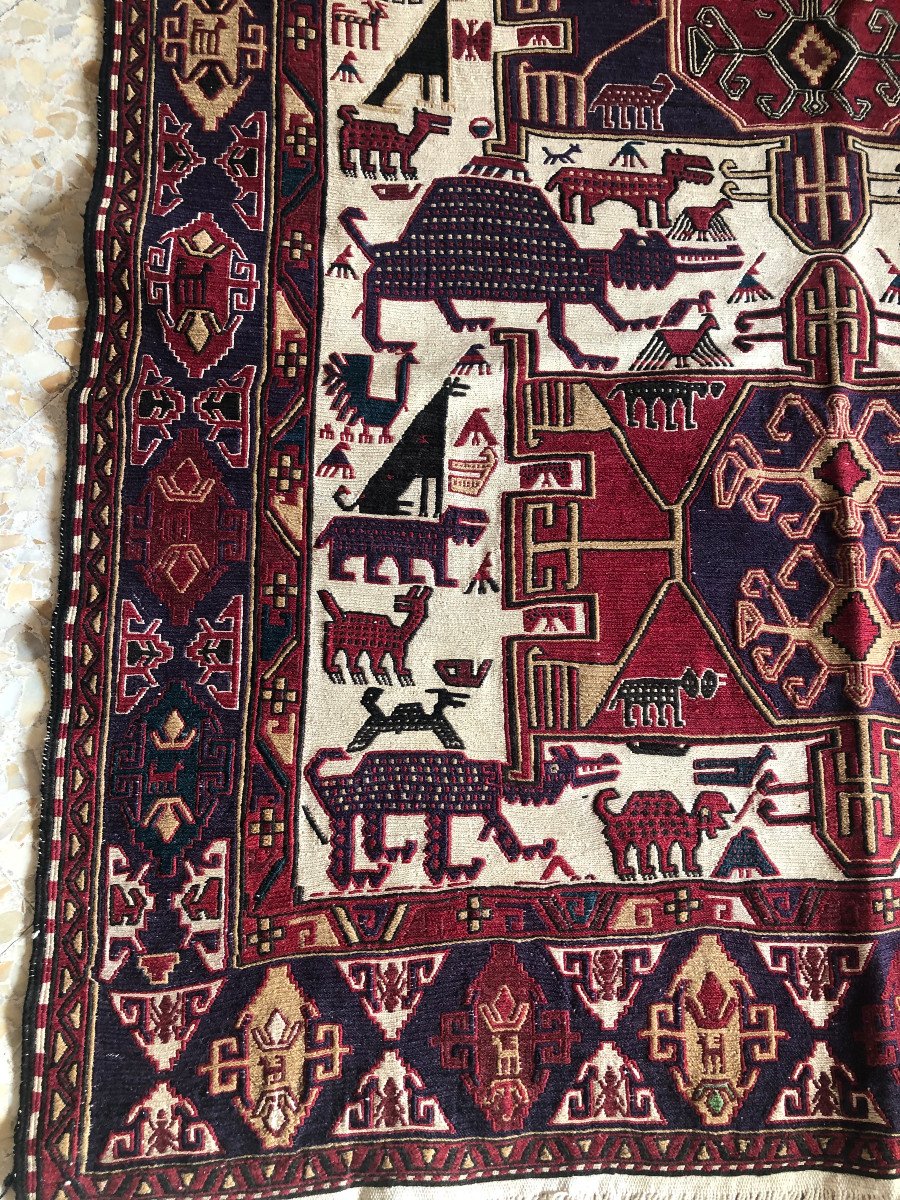 Kilim Soumak, Iranian Azerbaijan, 207 Cm X 125 Cm, Hand Knotted Around 1970, Very Good Condition-photo-1