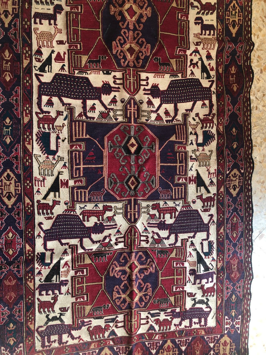 Kilim Soumak, Iranian Azerbaijan, 207 Cm X 125 Cm, Hand Knotted Around 1970, Very Good Condition-photo-4