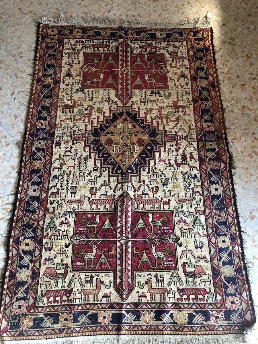 Kilim Soumak, Iranian Azerbaijan, 183 Cm X 120 Cm, Hand Knotted Around 1970, Very Good Condition-photo-2