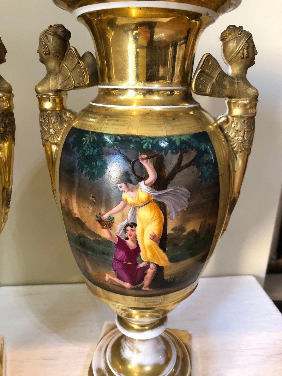 Pair Of Empire Porcelain Vase-photo-2