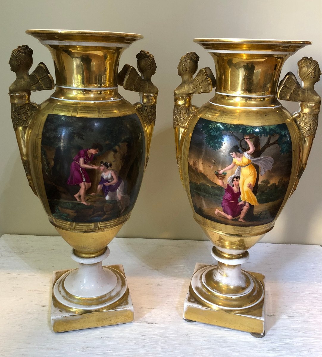Pair Of Empire Porcelain Vase