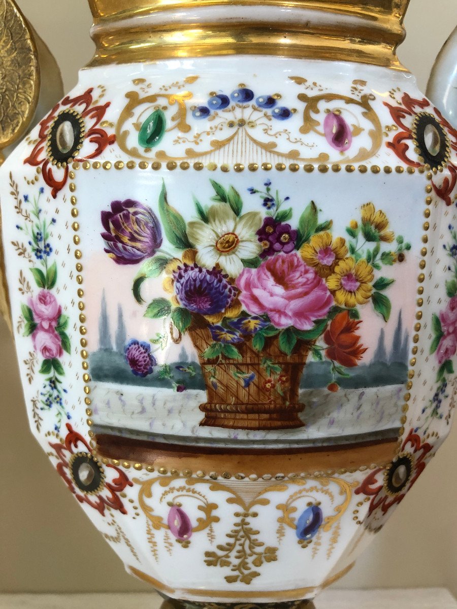 Paire De Vase En Porcelaine France  XIX Sec.-photo-6