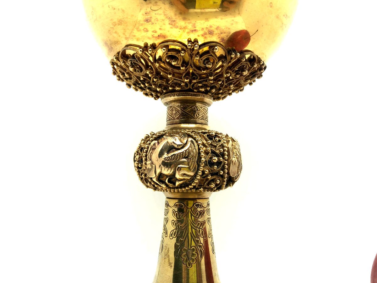 Chalice In Vermeille Neogothic France End Of The XIX Sec.-photo-3