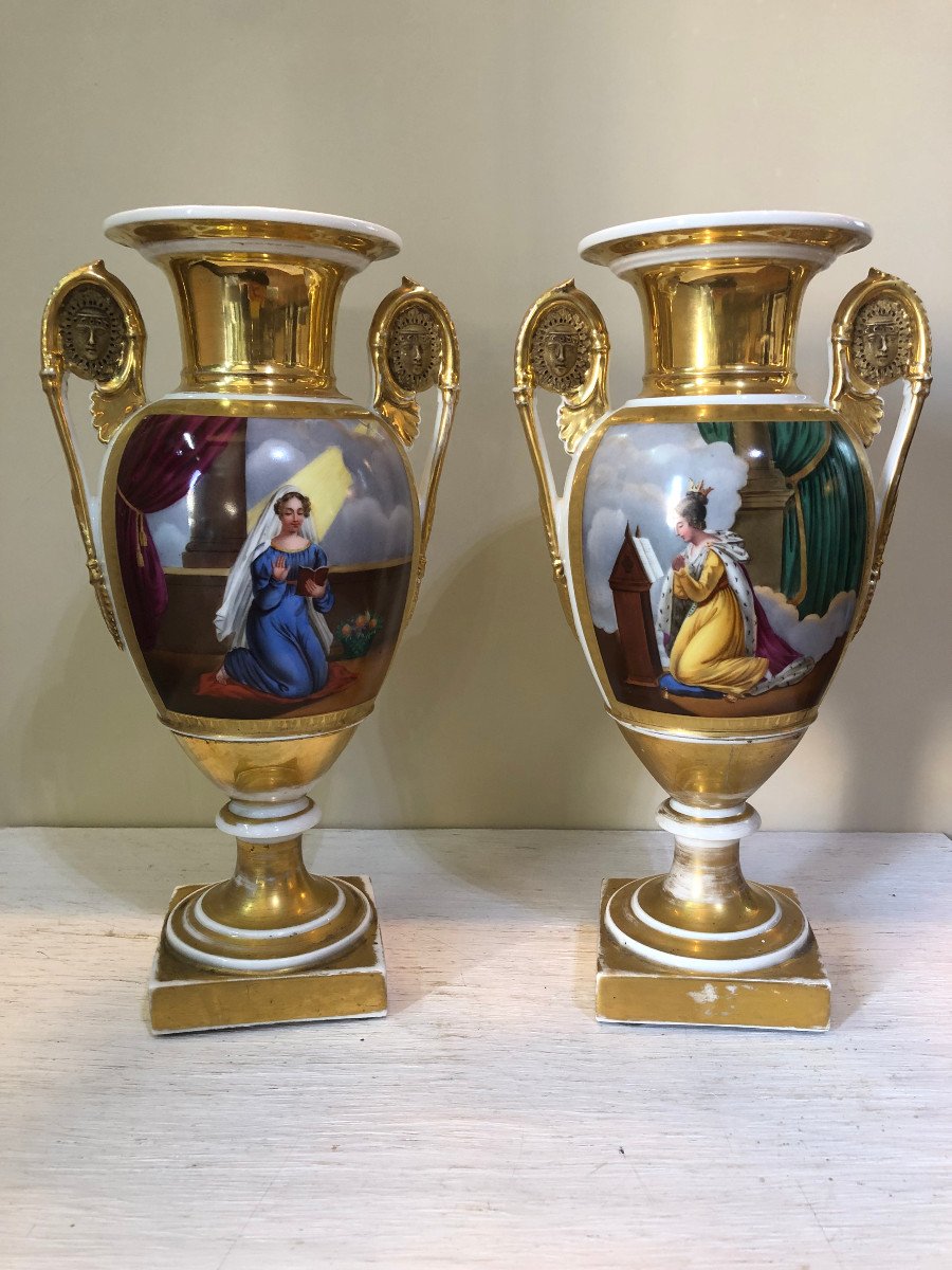 Pair Of Porcelain Vase France Empire Period-photo-2