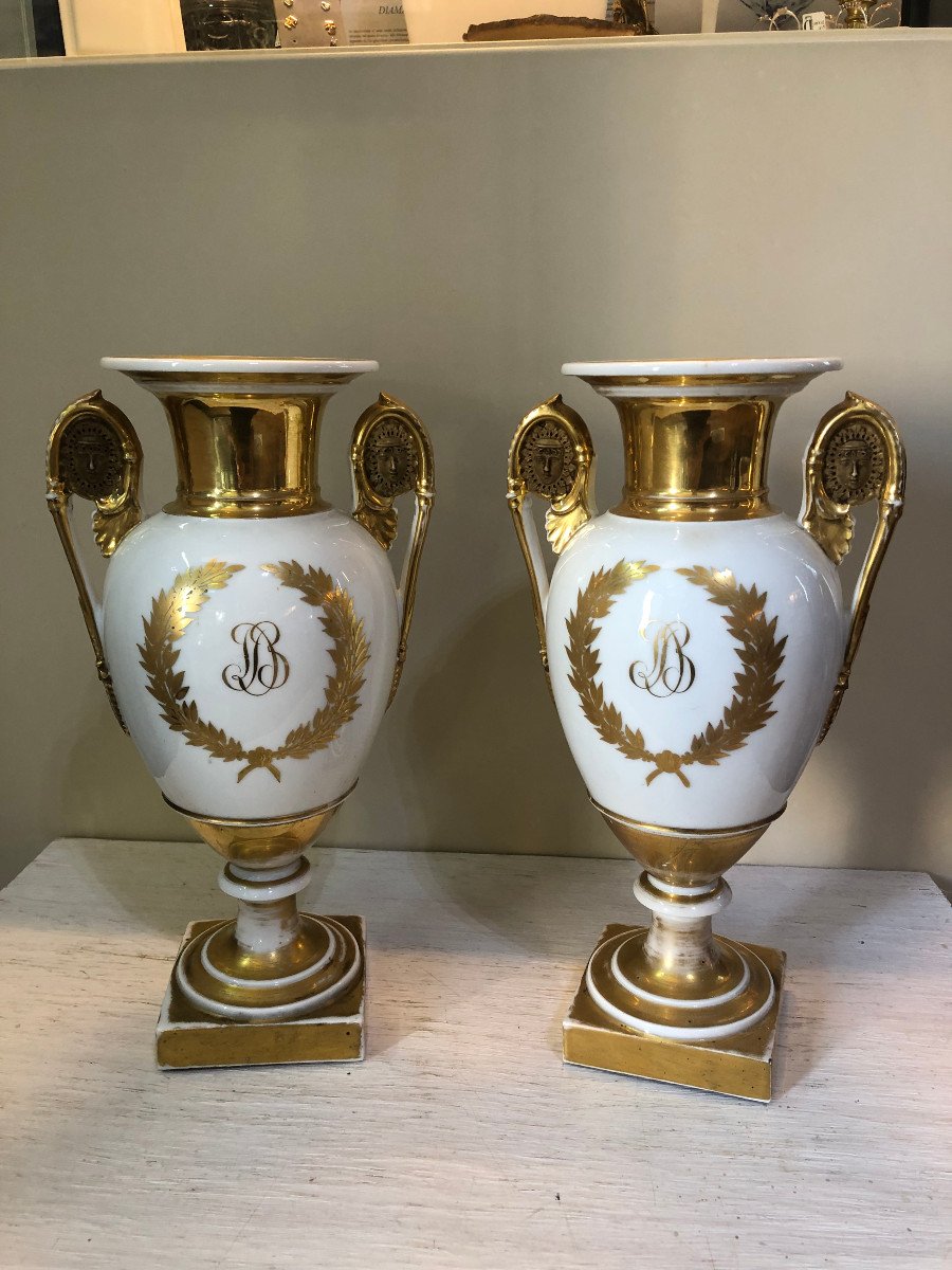 Pair Of Porcelain Vase France Empire Period-photo-7