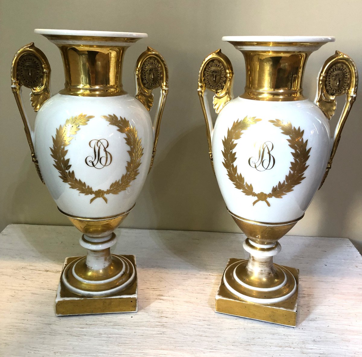 Pair Of Porcelain Vase France Empire Period