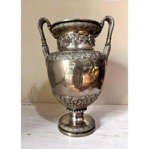 19th Century Silver Bronze Vase