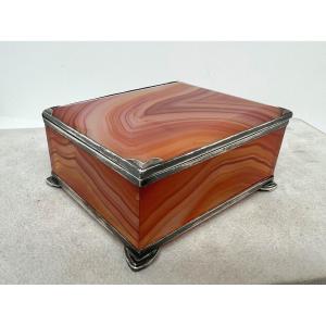 Boite en agate et argent massif 