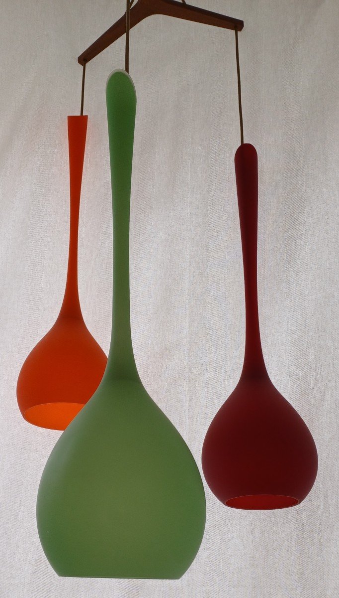 Chandelier With Three Murano Glass Pendants, 1960s-photo-1
