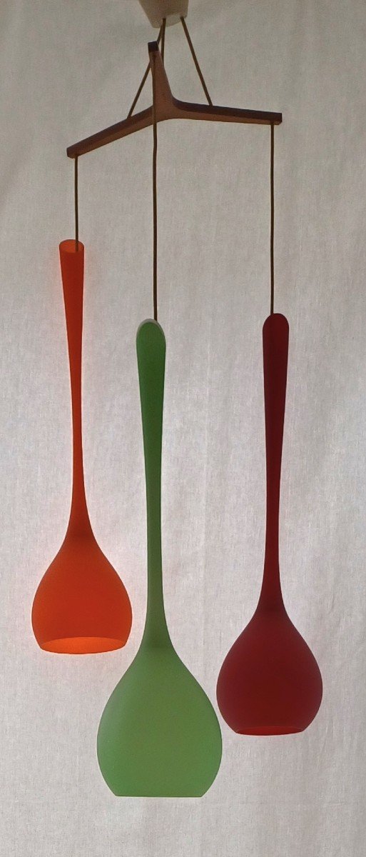 Chandelier With Three Murano Glass Pendants, 1960s