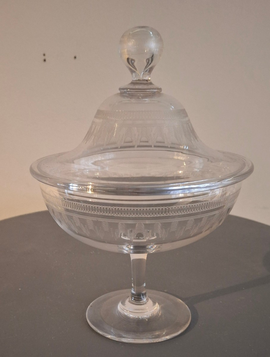 Lot de 6 pièces de service en cristal gravé à l'acide-photo-3