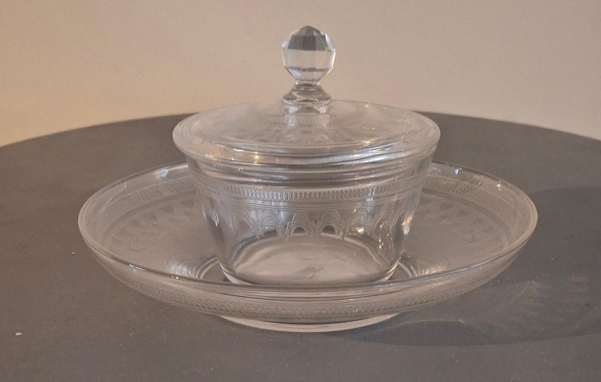 Lot de 6 pièces de service en cristal gravé à l'acide-photo-2