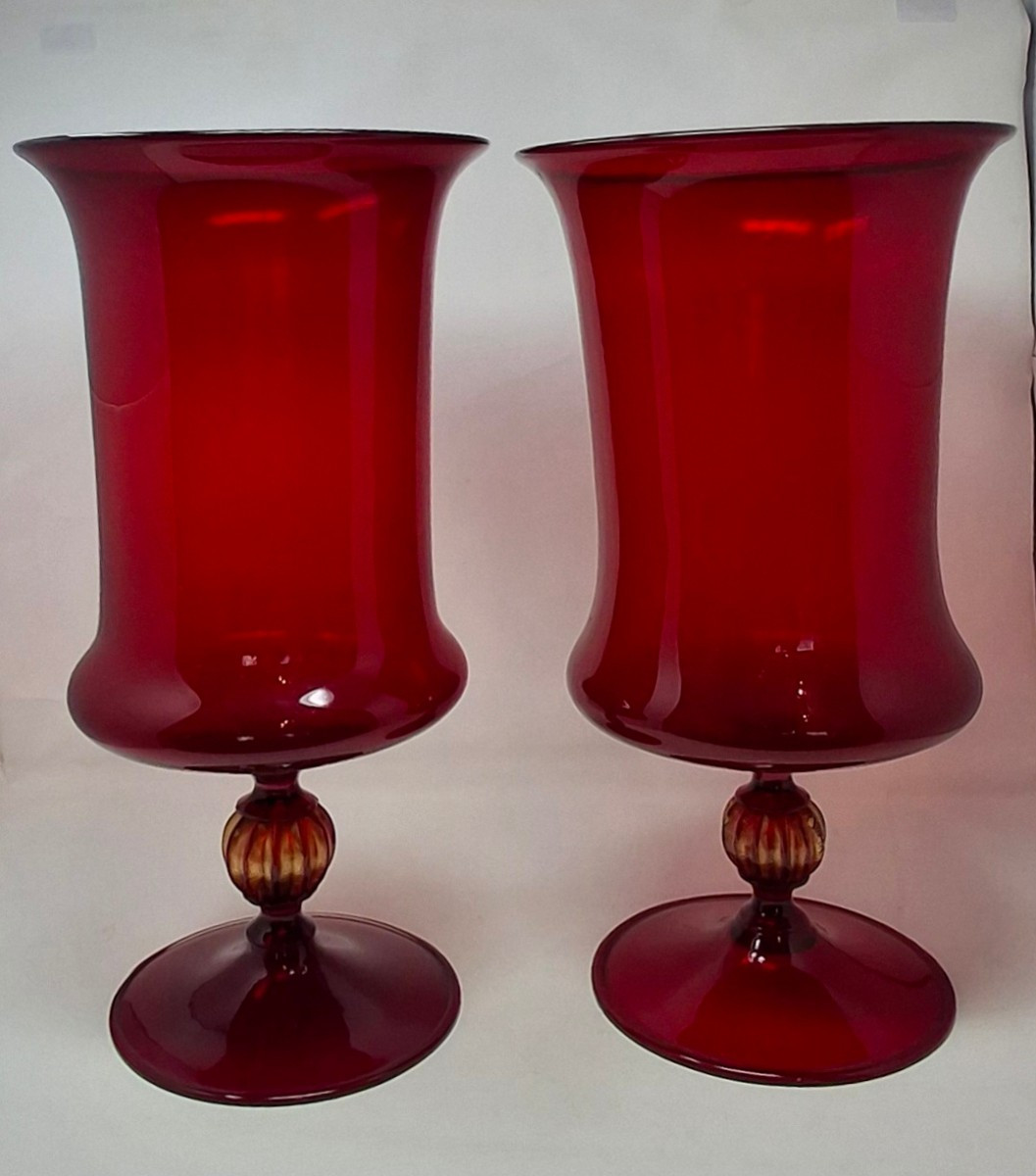 paire de vases murrano vees 1950