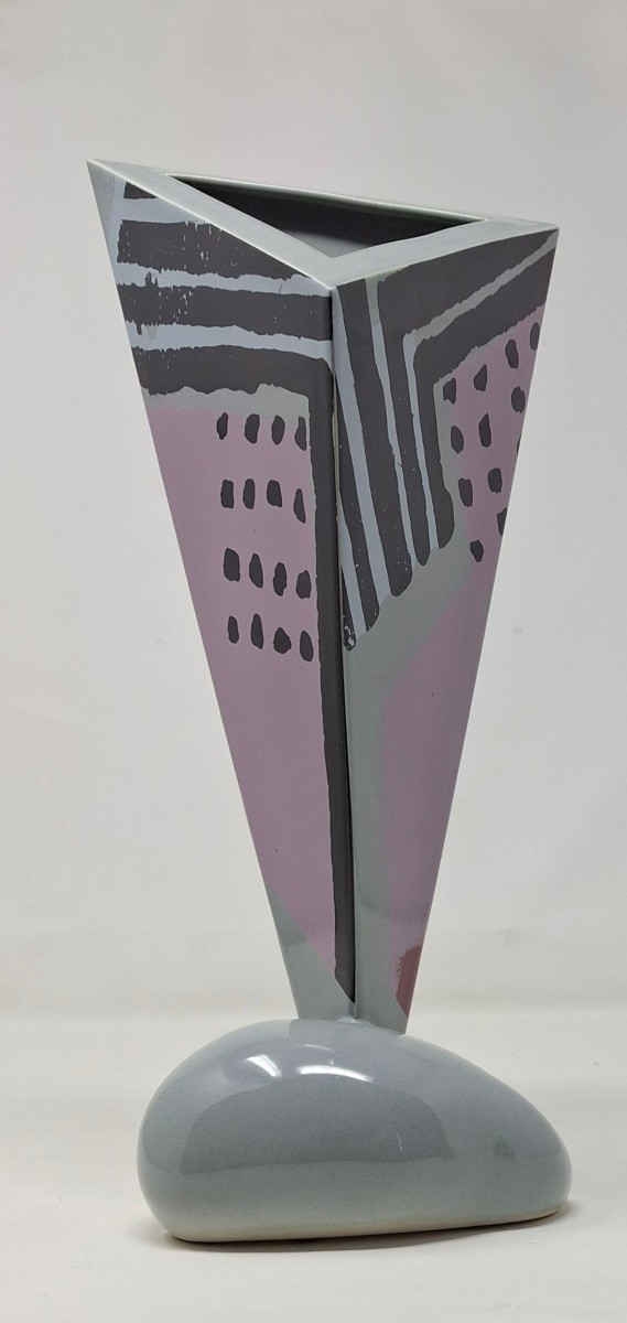 Memphis-style Porcelain Vase By Heide Warlamis, Circa 1980s-photo-2