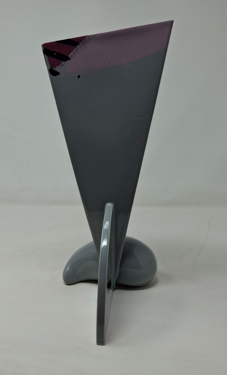Memphis-style Porcelain Vase By Heide Warlamis, Circa 1980s-photo-4