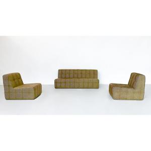 Vasarely Style Sofa Set From The Early 1970s