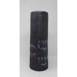 Perignem Belgian Black Ceramic Vase 