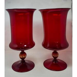 paire de vases murrano vees 1950