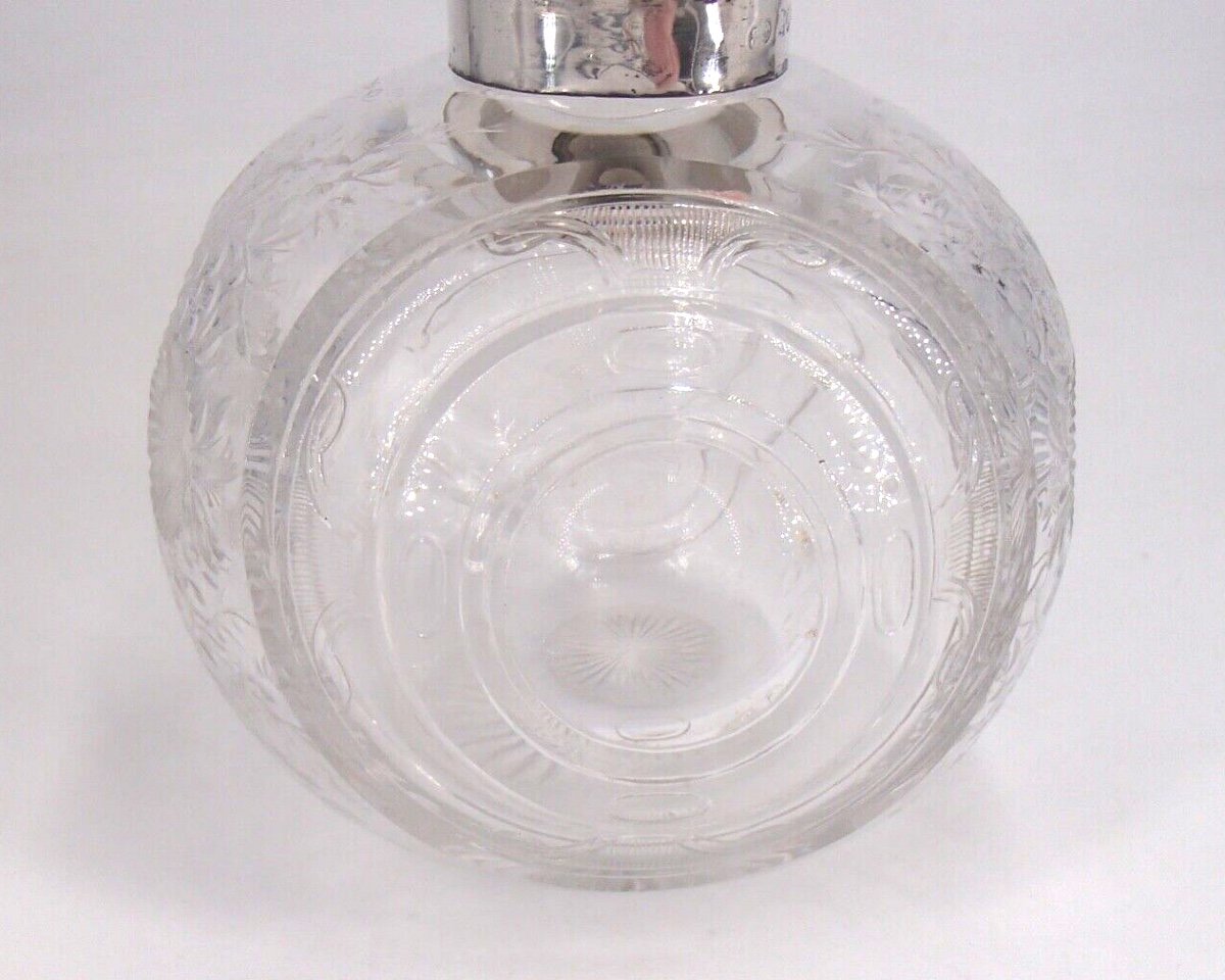 Glass Toilet Flask And Sterling Silver Stopper-photo-2