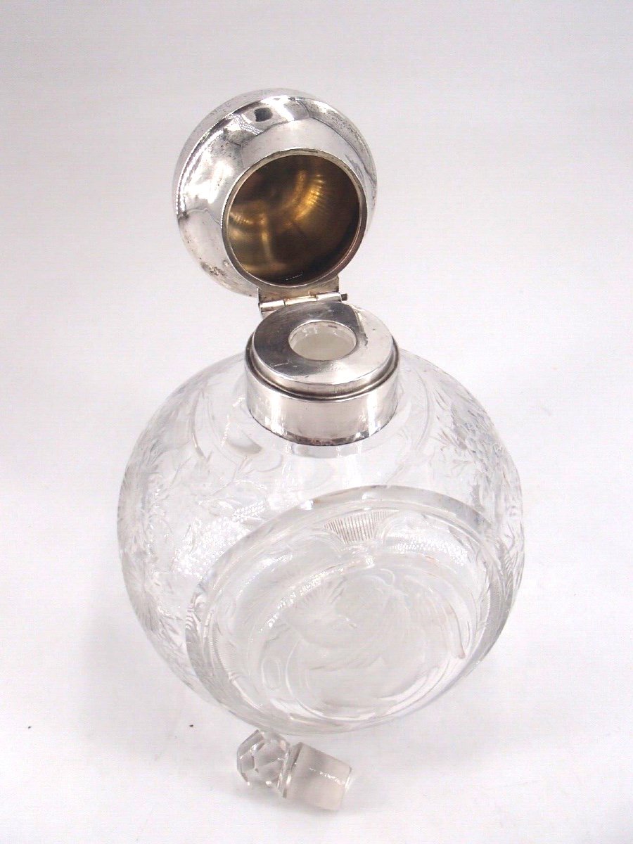 Glass Toilet Flask And Sterling Silver Stopper-photo-5
