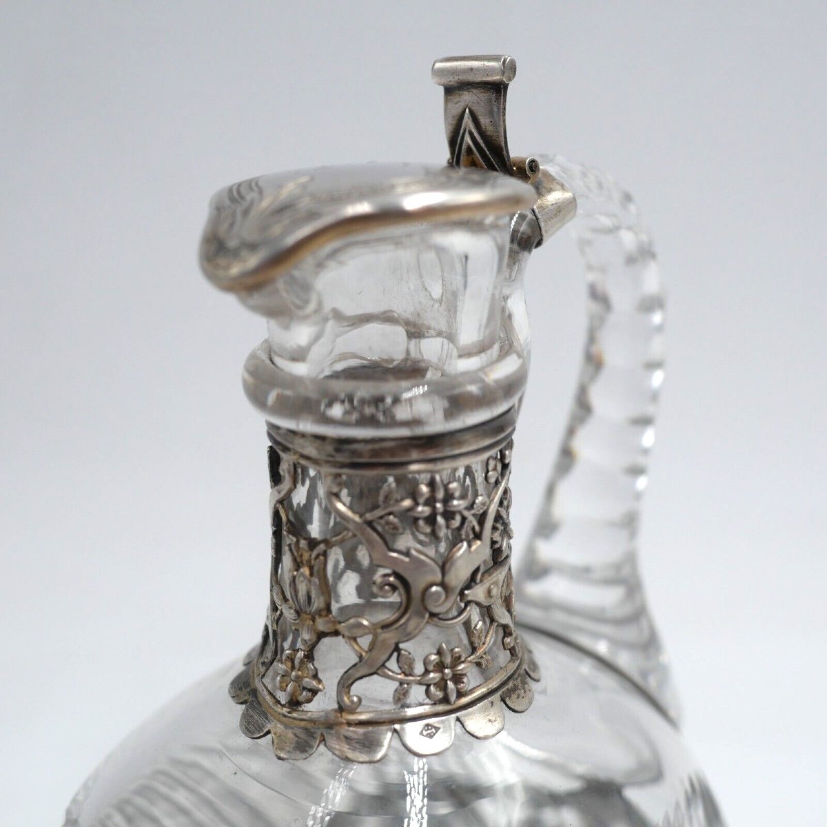 Aiguière En Argent Massif Et Verre, Modèle Néo-gothique-photo-4