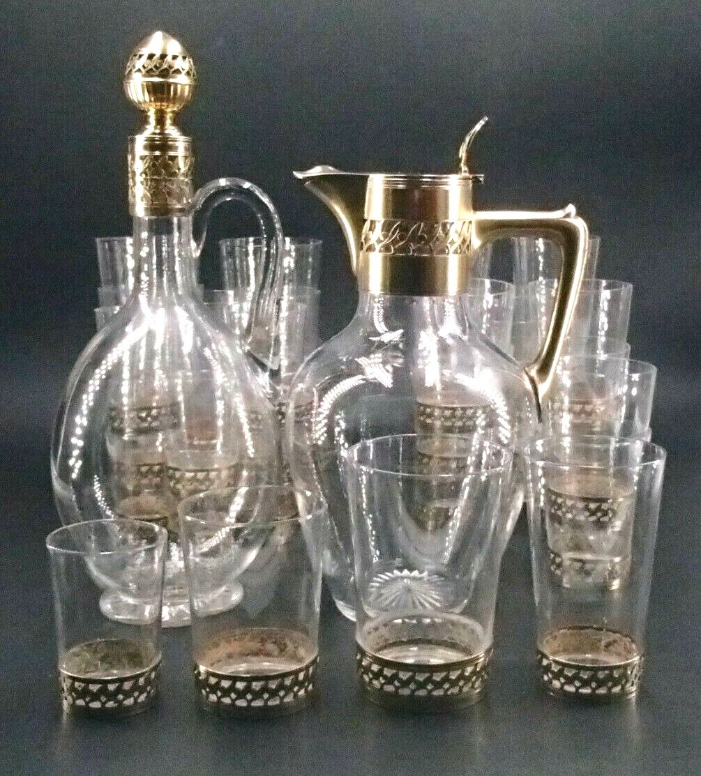 Crystal And Vermeil Alcohol Service By Christofle