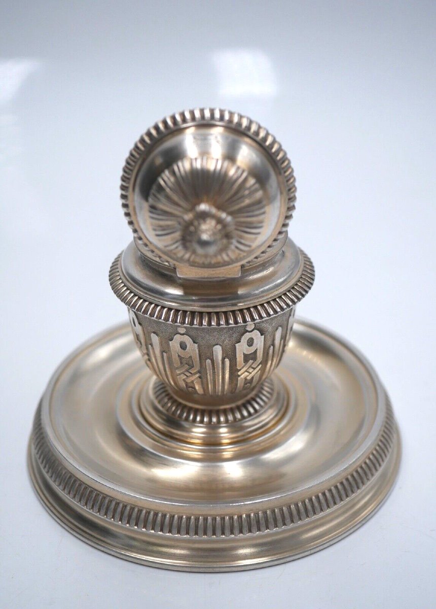 Solid Silver And Vermeil Office Inkwell By Lapar-photo-2