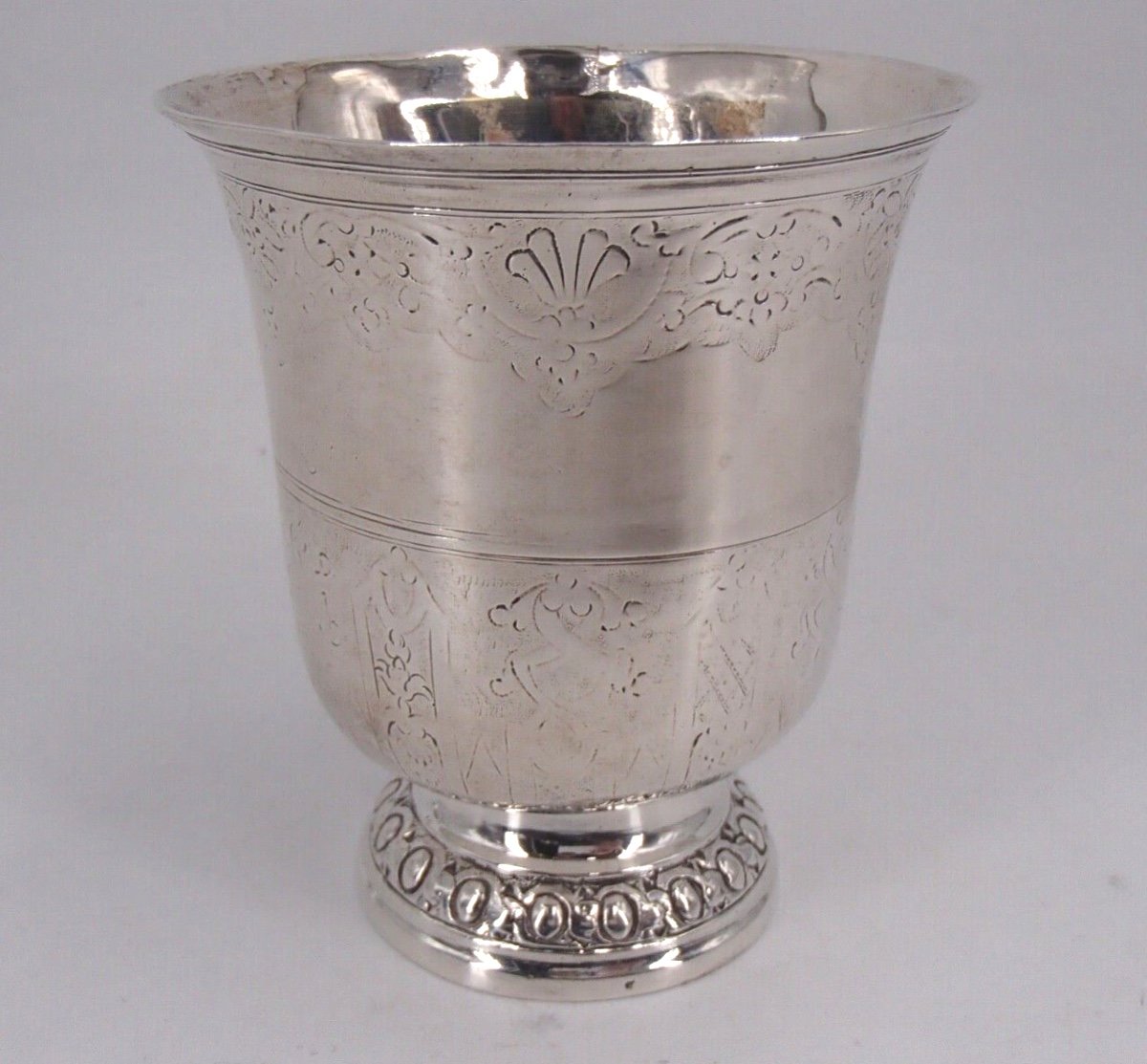 Timbale Tulipe Piédouche En Argent Massif époque 18ème-photo-5