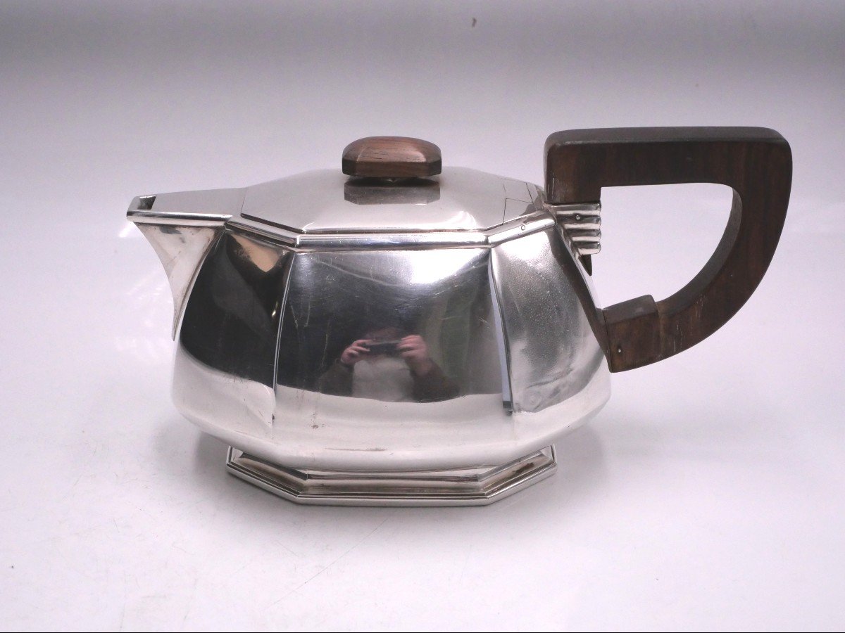 Teapot In Sterling Silver Art Deco Signed Jean Elisée Puiforcat-photo-2