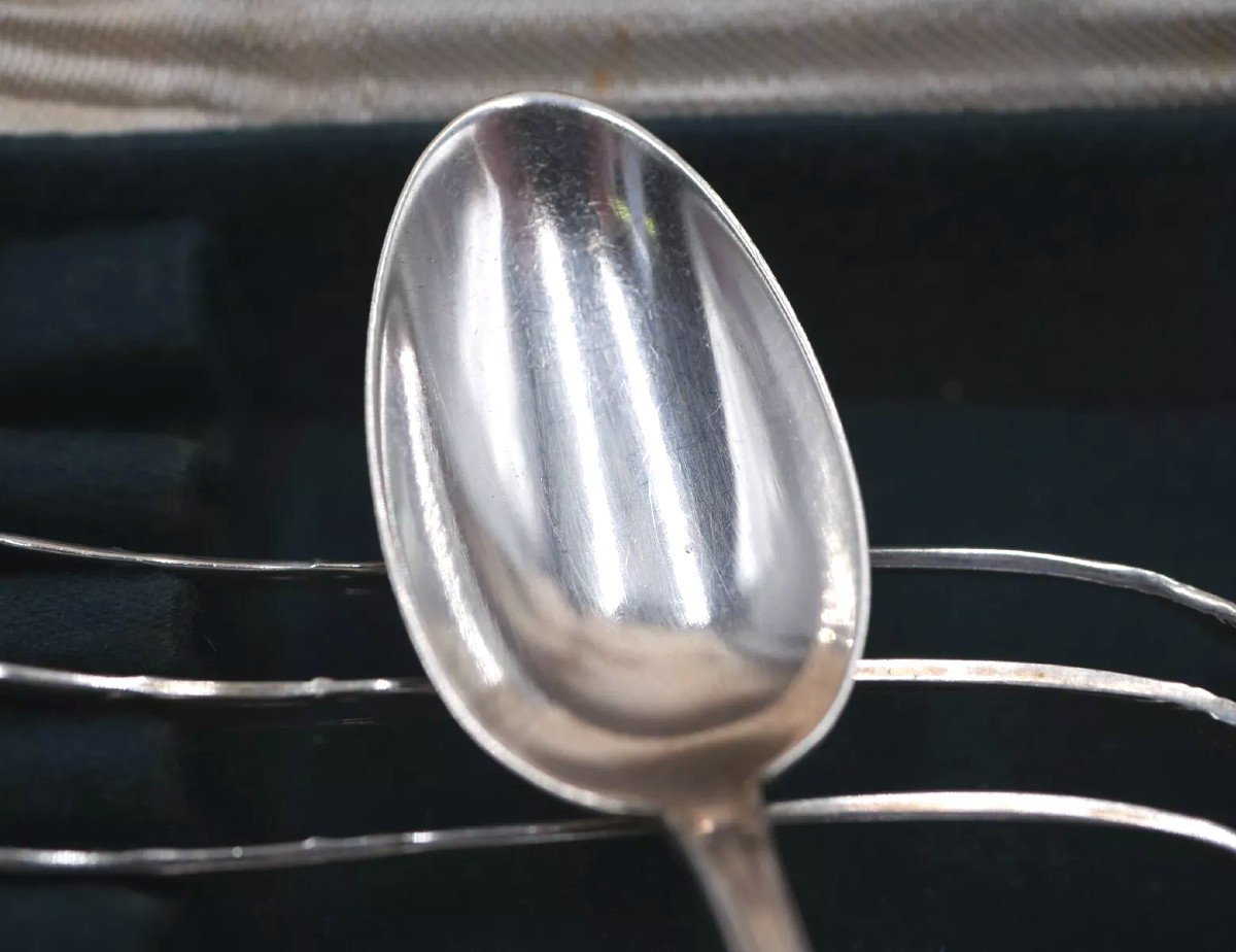 Set Of 12 Sterling Silver Mocha Spoons-photo-4