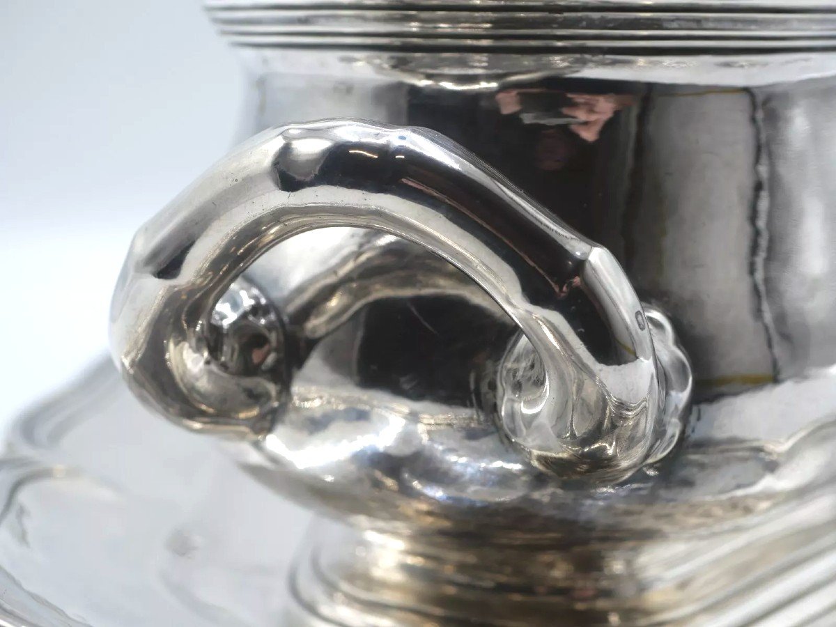 Vegetable Dish Or Covered Terrine And Its Sleeper In Solid Silver 18th Century Decor-photo-4