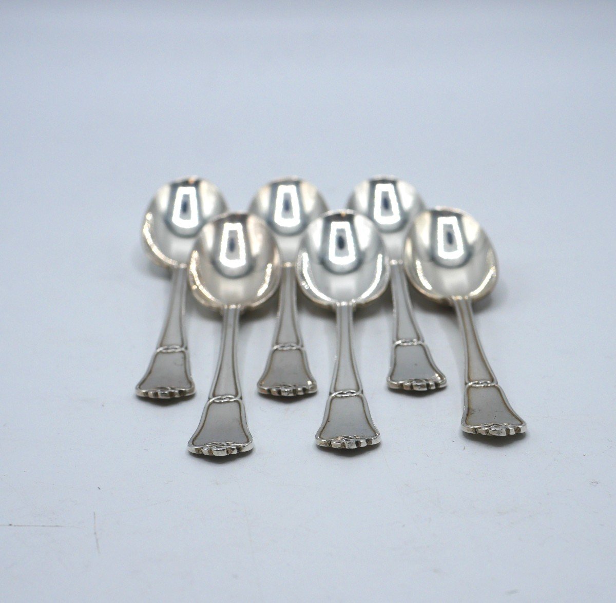 Set Of 6 Sterling Silver Mocha Spoons, Gordian Knot-photo-5