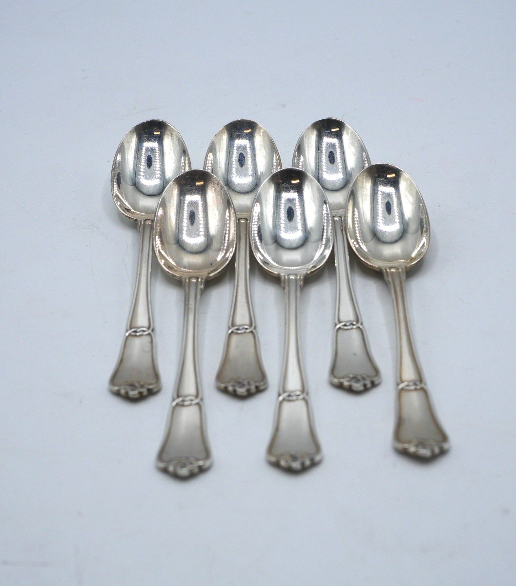 Set Of 6 Sterling Silver Mocha Spoons, Gordian Knot
