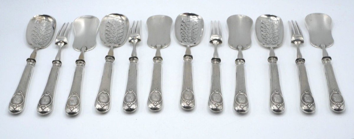 12 Piece Sterling Silver Hors d'Oeuvre Or Mignardise Service