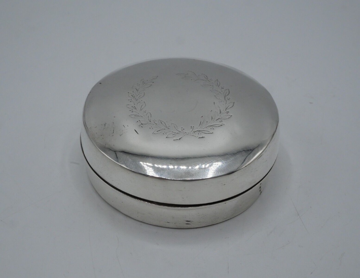 19th Century Round Sterling Silver Box